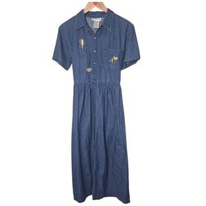 Alfred Dunner Hot Air Balloon Midi Dress Art Teacher Vintage 90s Size 10